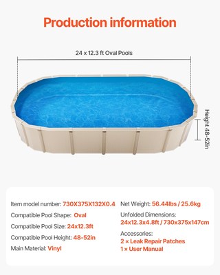Rivestimento per Piscina Ovale per Piscina 24 x 12