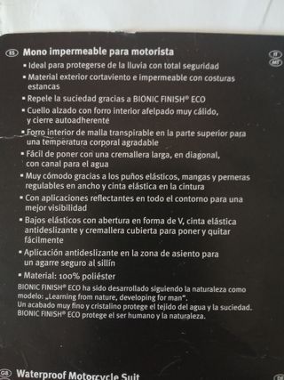 Mono lluvia motorista Crivit XL
