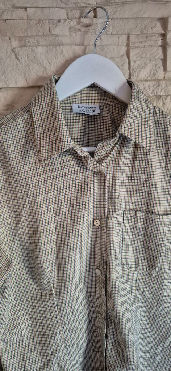 Camisa La Chemise Aveline cuadros beige