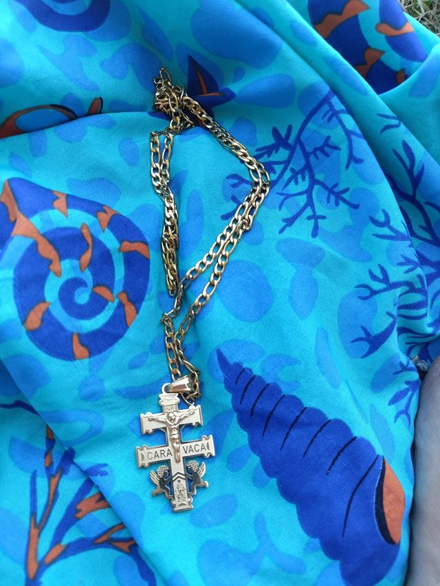 Cadena cruz Caravaca 60cm - oro, plata