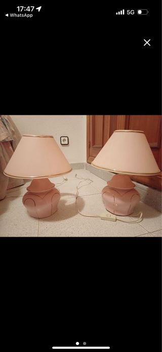 2 lámparas de cerámica rosa