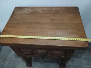 Mesita de Noche Antigua de Madera Maciza