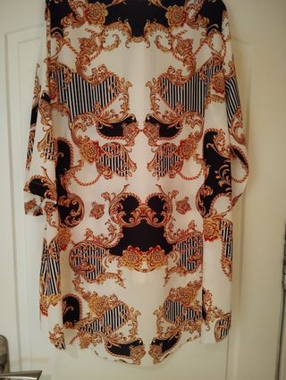 Camisa estampada dorada y blanca - XL