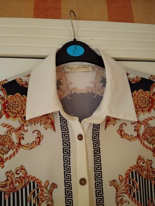 Camisa estampada dorada y blanca - XL