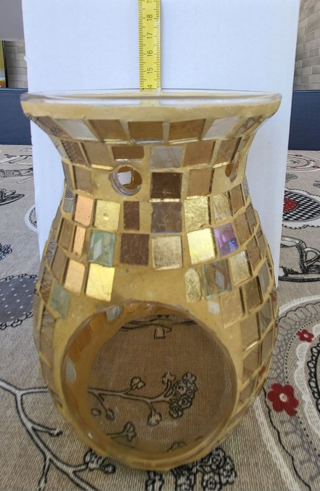 Portavelas quemador de aceites esenciales cristal