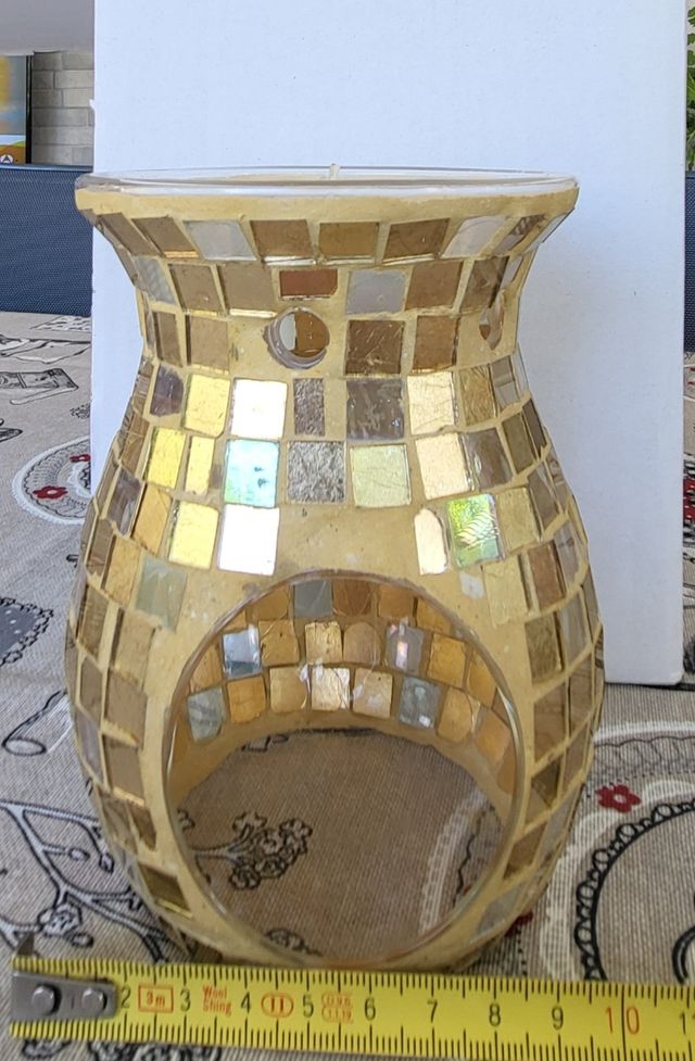 Portavelas quemador de aceites esenciales cristal