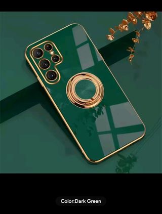 Funda Samsung S-23 plus-lujo verde oscuro + anilla