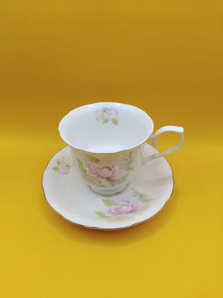 🇬🇧 Taza té porcelana inglesa Flores rosas