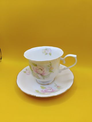 🇬🇧 Taza té porcelana inglesa Flores rosas
