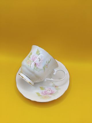 🇬🇧 Taza té porcelana inglesa Flores rosas
