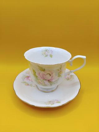 🇬🇧 Taza té porcelana inglesa Flores rosas