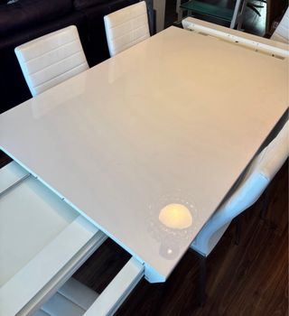 Mesa Comedor Blanca Extensible y 6 Sillas 