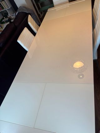 Mesa Comedor Blanca Extensible y 6 Sillas 