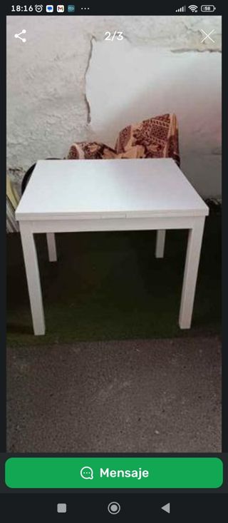 Mesa extensible Ikea blanca 90cm 