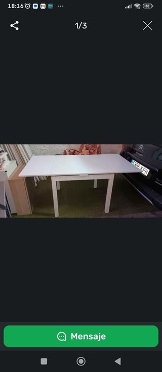 Mesa extensible Ikea blanca 90cm 
