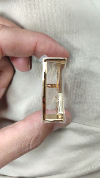 Hebilla Louis Vuitton dorada.