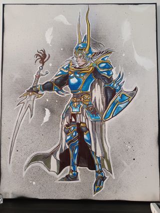 Cuadro pintado a mano - Caballero Final Fantasy