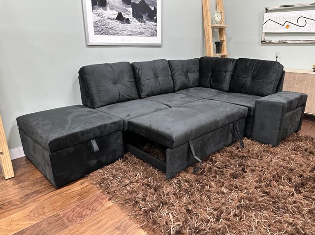 Sofá Cama Esquinero Negro - NUEVO