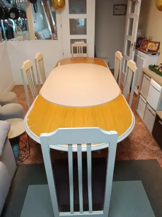Mesa comedor ovalada + 6 sillas