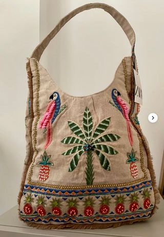 Bolso Zara - Abalorios - Beige