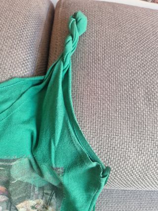Camiseta tirantes - Verde estampada