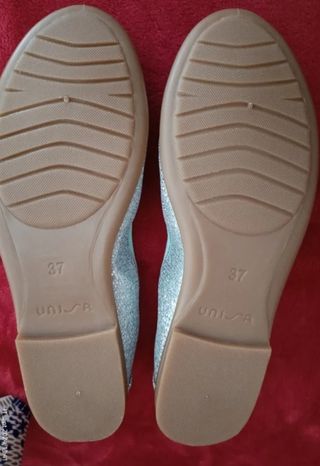 Bailarinas Unisa glitter plata-turquesa 36,5