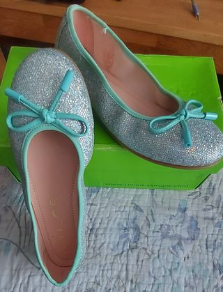 Bailarinas Unisa glitter plata-turquesa 36,5