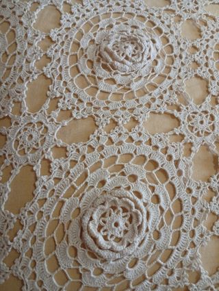 Colcha ganchillo algodón beige