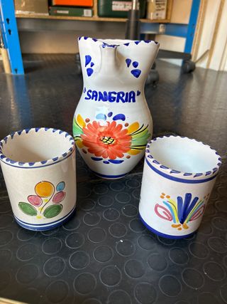 Jarra Sangría + 2 Vasos Cerámica