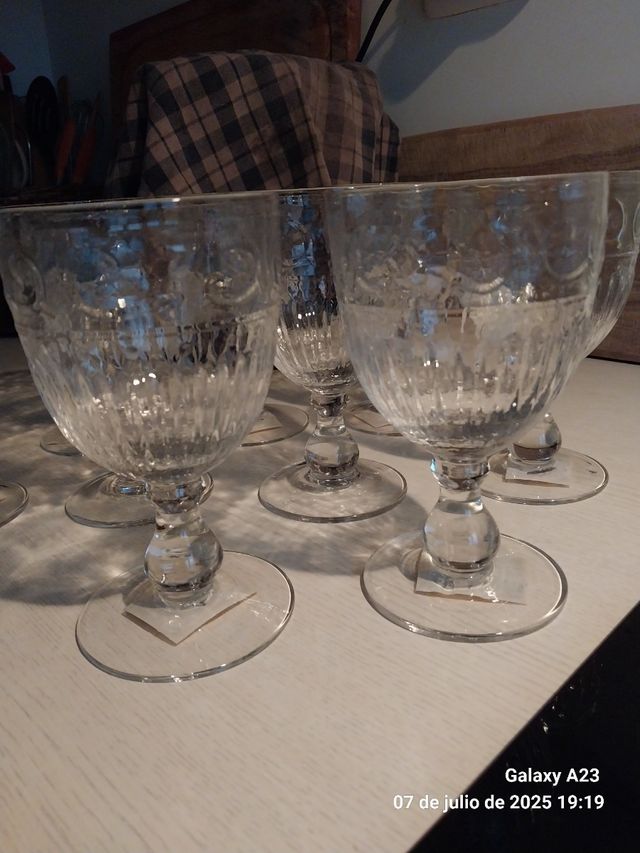 Juego 9 copas cristal