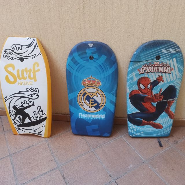 Body boards: Surf, Real Madrid, Spiderman