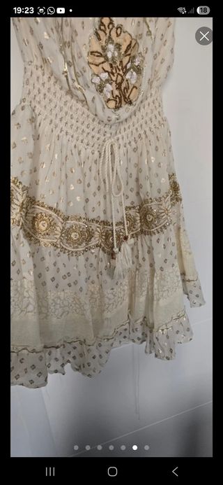 Vestido boho beige y dorado seminuevo