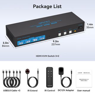 CMSTEDCD 4K60Hz HDMI KVM Switch 3 PC 2 Monitores 