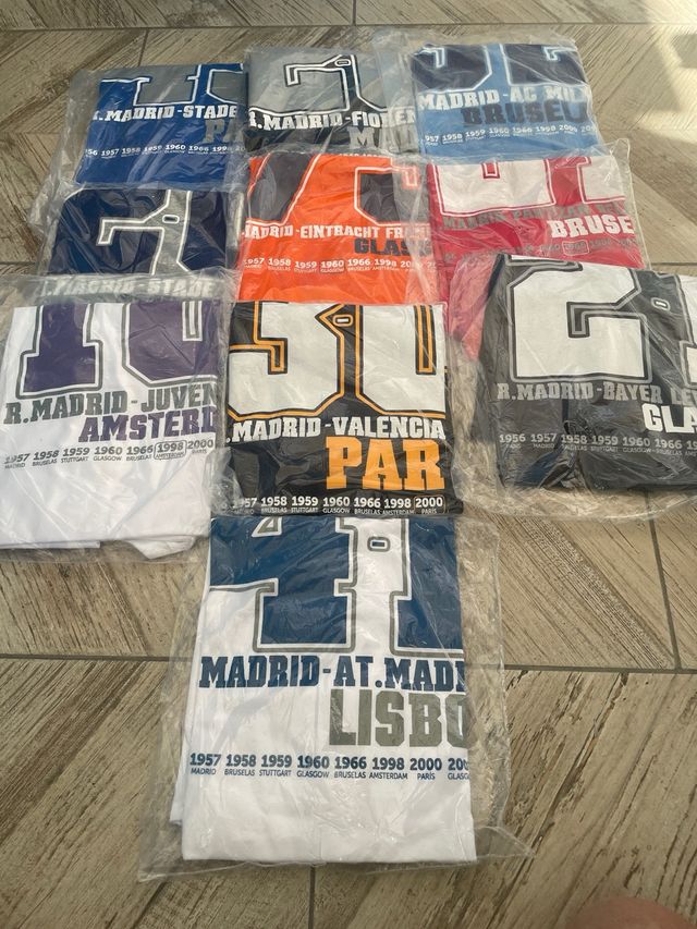11 Camisetas Real Madrid Copa de Europa. Lote 200€