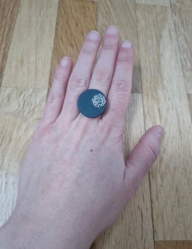 Anillo plata pizarra - moderno