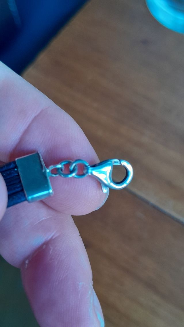 Pulsera plata cuero vintage