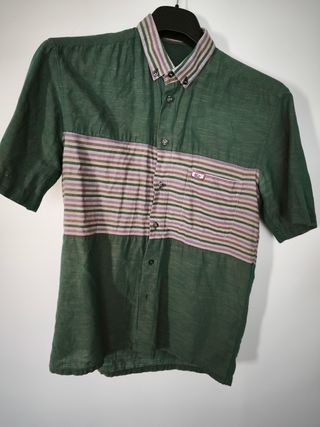 Camisa lino de manga corta verde marinera