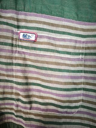 Camisa lino de manga corta verde marinera