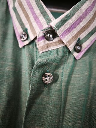 Camisa lino de manga corta verde marinera