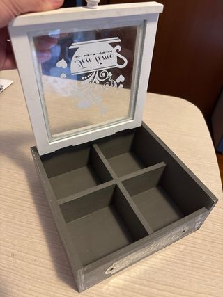 Scatola tè legno vetro - Tea Time