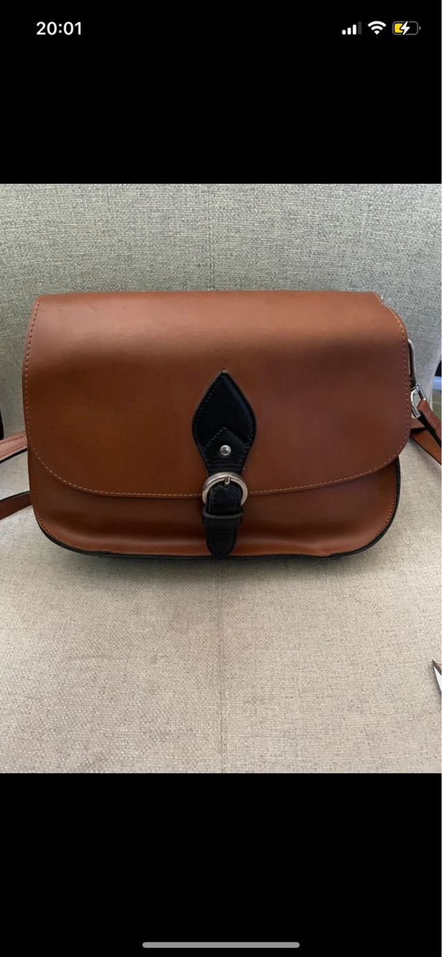 Borsa a tracolla marrone e nera