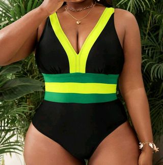 Bañador Curvy Negro-Verde