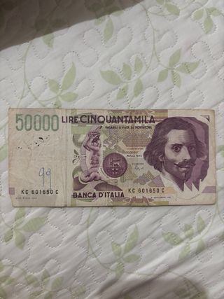 Billete 50000 Liras Italia
