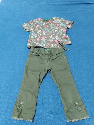 Completo Bambina Verde - Maglietta e Pantaloni