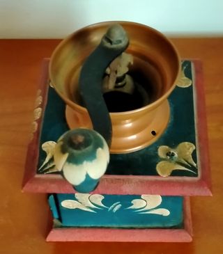 Macinino caffè vintage legno e rame