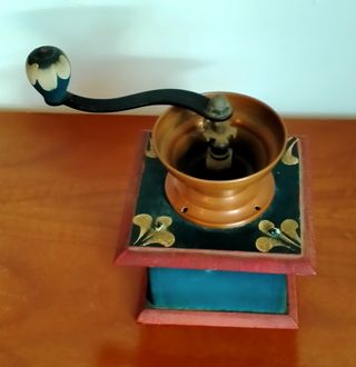 Macinino caffè vintage legno e rame