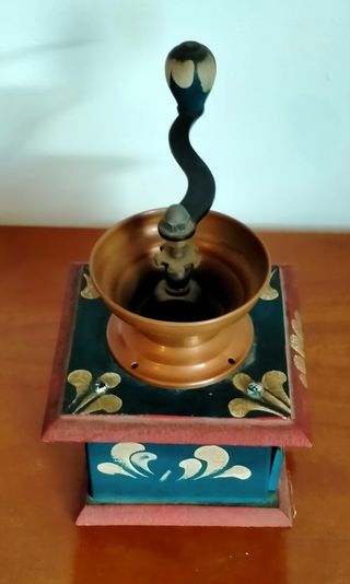 Macinino caffè vintage legno e rame