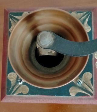Macinino caffè vintage legno e rame
