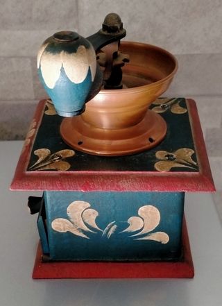 Macinino caffè vintage legno e rame