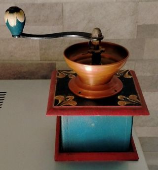 Macinino caffè vintage legno e rame